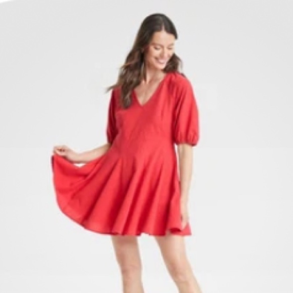 Universal Thread Women's Red V-Neck Dress